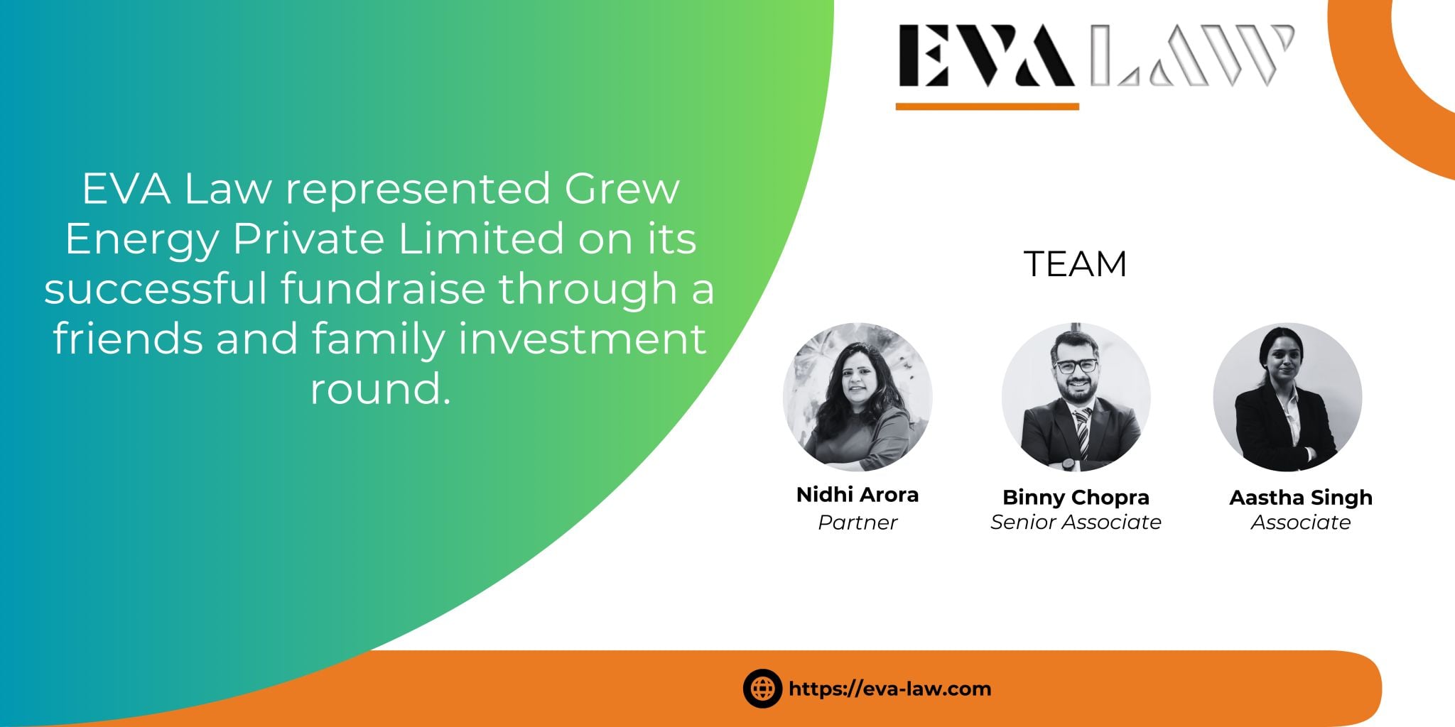 EVA Law represented Grew Energy Private Limited on its successful fundraise through a friends and family investment round
