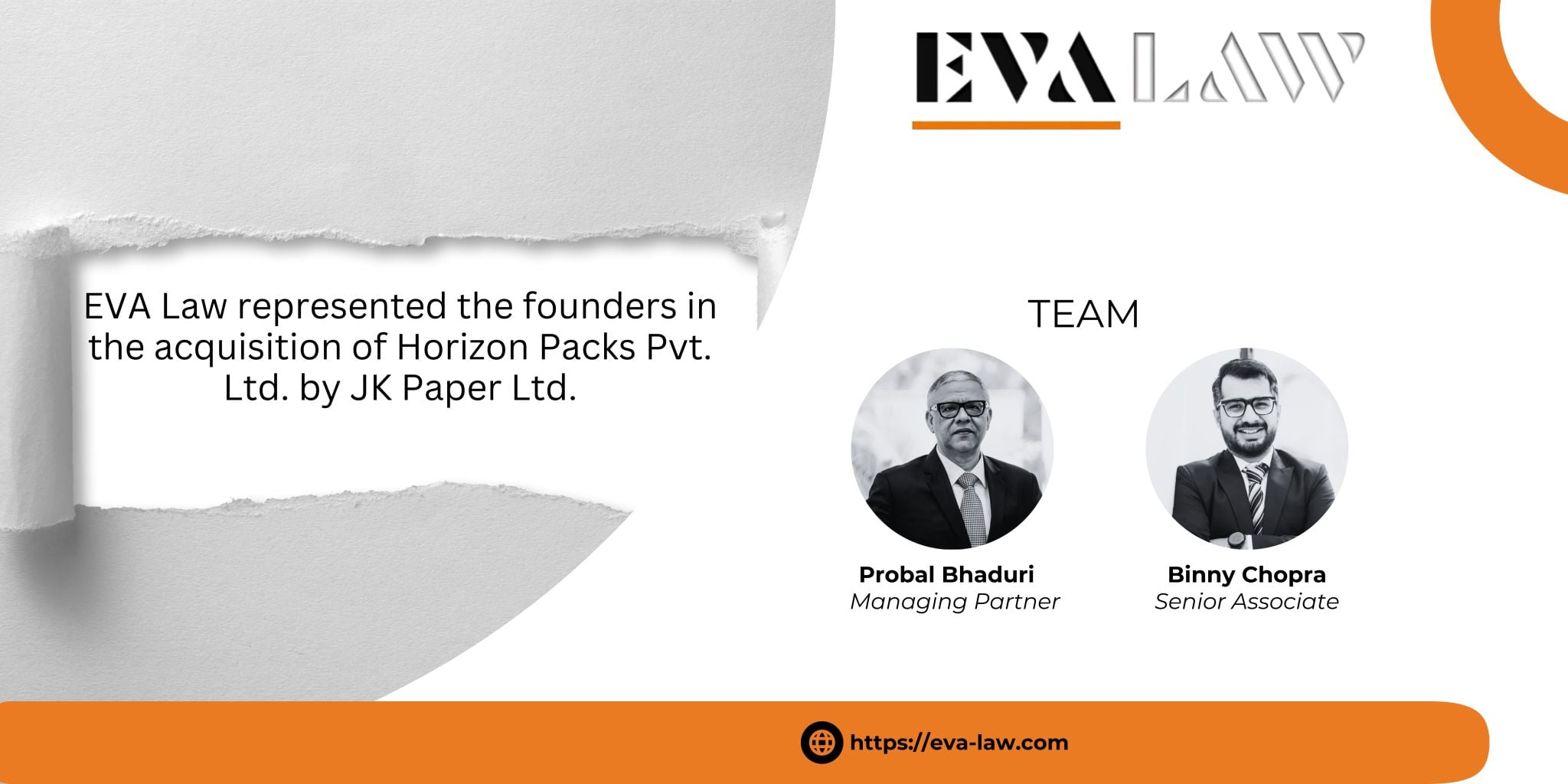 EVA Law represented the founders in the acquisition of Horizon Packs Pvt. Ltd. by JK Paper Ltd